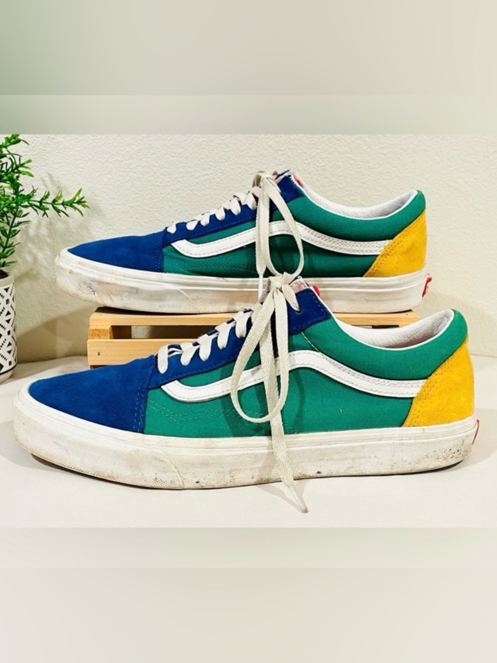 💥3/$50 Vans “Old Skool” Yacht Club Low-Tops | Primary Colors Genuine Suede |EUC